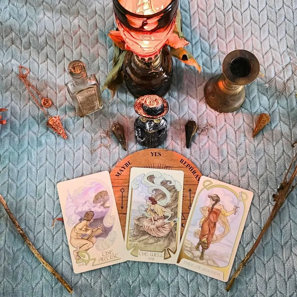 Ethereal Visions Tarot Deck | Art Nouveau Gold Foil Cards with Guidebook